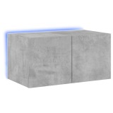 Cumpara ieftin Comoda TV de perete cu lumini LED, gri beton, 60x35x31 cm