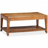 Masuta cafea lemn masiv acacia 88x50x38 cm, cu raft, rectangulara, natur