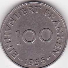 SAAR SAARLAND 100 FRANKEN 1955