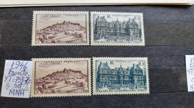 1946-Franta- YT=759-760 var.de cul. 2 set MNH foto
