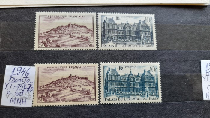 1946-Franta- YT=759-760 var.de cul. 2 set MNH
