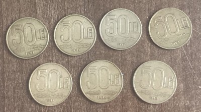 D12 - Set complet monede 50 lei Romania - perioada 1991 - 1996 foto