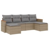 Cumpara ieftin Set canapele de gradina cu perne, 6 piese, bej, poliratan