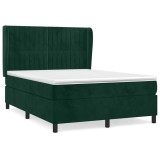 Cumpara ieftin Pat box spring cu saltea, verde inchis, 140x200 cm, catifea