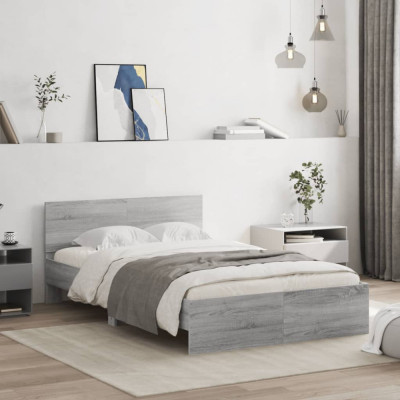 vidaXL Cadru de pat cu tăblie, gri sonoma, 120x200 cm foto