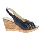 Sandale dama de vara cu platforme de 7 cm, din piele naturala, Negru S66NBOX