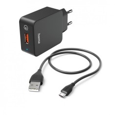 Set incarcator Hama, Qulacomm, micro-USB, 1.5m, Negru