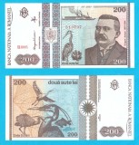 Romania (p#100) 200 Lei 1992 aUNC- 'Antipa' serie: B.0005 513707; (ROG CITITI DETALIILE!)