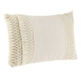 Pernă decorativă ecru cu model macrame, 50x30 cm, CMCLASS