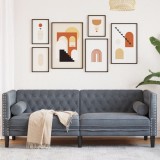 VidaXL Canapea Chesterfield cu pernuțe/3 locuri, gri &icirc;nchis, catifea 372694
