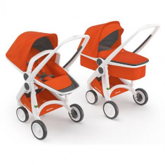 Carucior 2 in 1 Ecologic cu Cadru Alb Orange foto