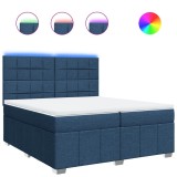 Cumpara ieftin Pat box spring cu saltea, albastru, 200x200 cm, textil
