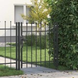 vidaXL Poartă de gard Gri 100 x 100 cm Oțel acoperit cu pulbere