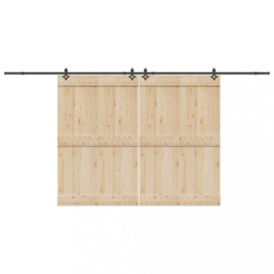 vidaXL Set feronerie pentru uși glisante, negru, 427 cm, oțel foto