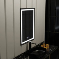 Oglinda LED Rectangulara 60x90cm Edge LUMINOUS Touch Sistem Dezaburire, Rama Neagra ModernLight Concept foto