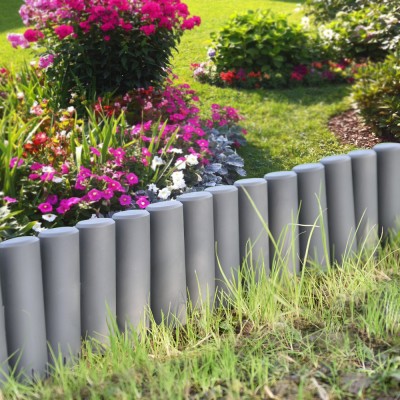 Bordura decorativa gradina Palisada 20 buc 540 cm gri inchis [casa.pro] HausGarden Leisure foto