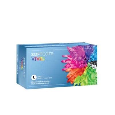 Mănuși de examinare din nitril Soft Care Vivid REF110.271L - Albastru deschis, mărimea L foto