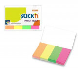 Stick Index Hartie Color 50 X 20 Mm, 4 X 50 File/set, Stick&quot;n - 4 Culori Neon, STICKN