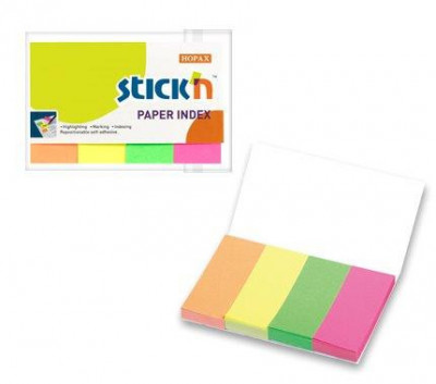 Stick Index Hartie Color 50 X 20 Mm, 4 X 50 File/set, Stick&amp;quot;n - 4 Culori Neon foto