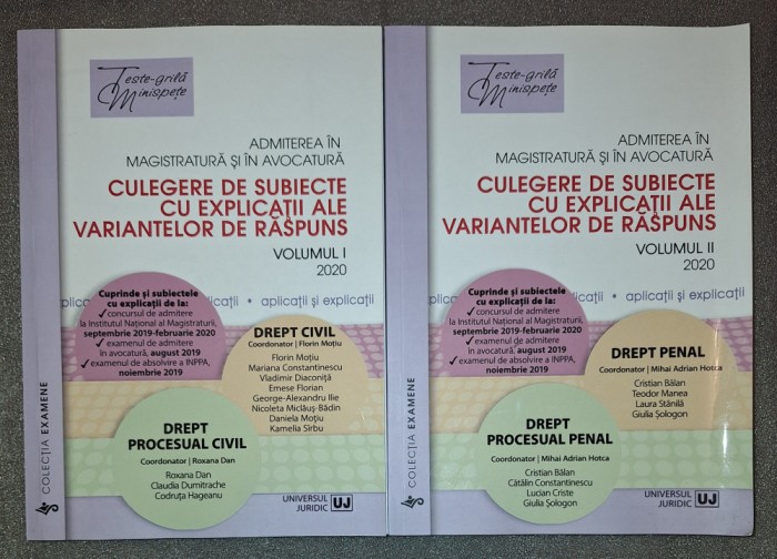 Teste grilă - Admiterea in magistratura si in avocatura vol. I-II 2020
