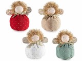 Set 4 figurine Ingeri Craciun textil multicolor &Oslash; 6,5 cm x 9,5 H
