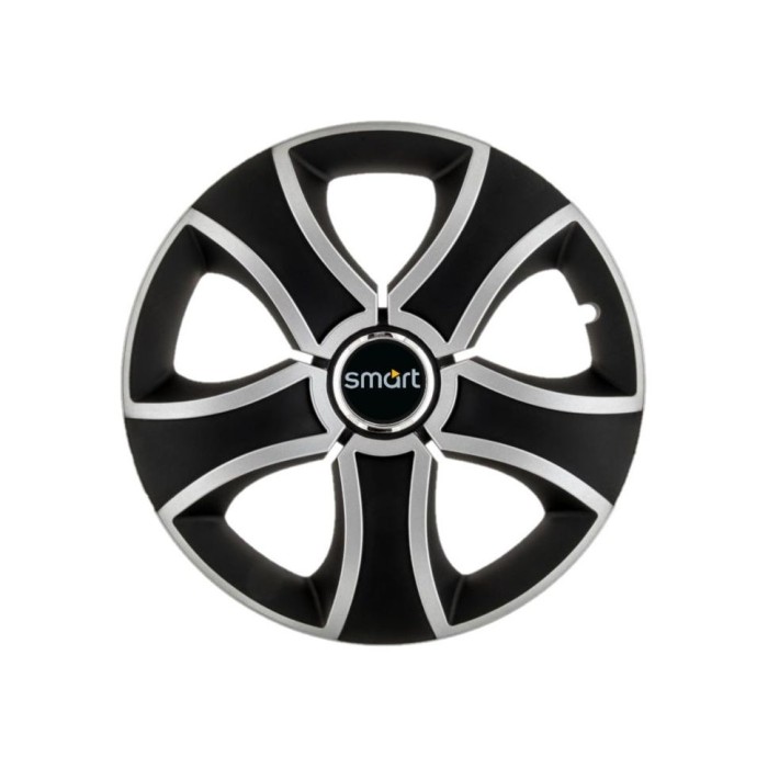Set 4 Capace Roti 14 inchi (R14) Bis Gri-Negru, Compatibile Cu Smart