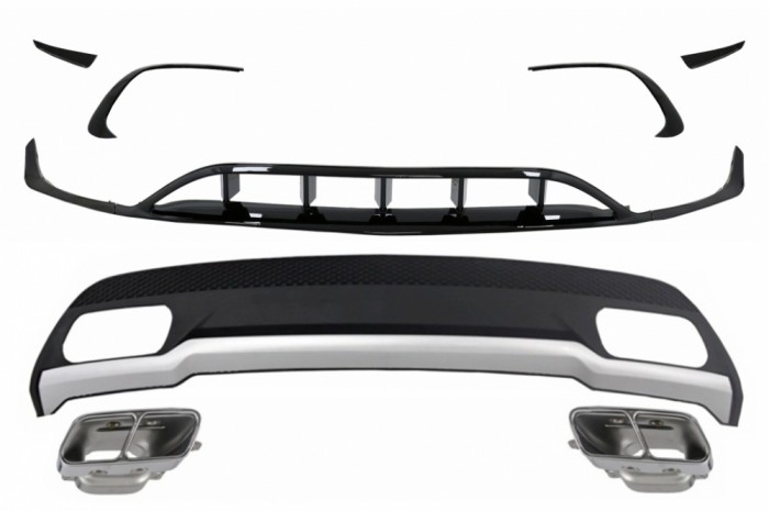 Difuzor Bara Spate cu Prelungiri Bara Fata MERCEDES A-Class W176 (2015-2018) A45 Design Performance AutoTuning