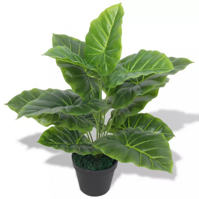 Plantă Artificială Taro Cu Ghiveci 45 cm Verde 244431 foto