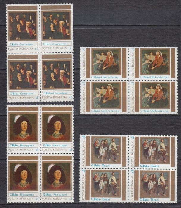 1983 LP 1085 REPRODUCERI DE ARTA CONTEMPORANA CORNELIU BABA BLOCURI DE 4 MNH