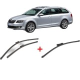 Cumpara ieftin Set 3 stergatoare SKODA OCTAVIA III Combi (5E5, 5E6) din 2012 - 2020, pentru parbriz si luneta fata si spate auto, Valeo Silencio Xtrm, din cauciuc si