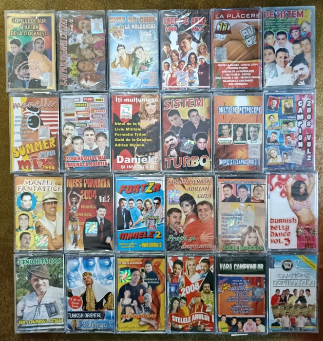 Casete sigilate cu muzică de petrecere și manele