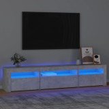 vidaXL Comodă TV cu lumini LED, gri beton, 195x35x40 cm 3152741