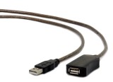 CABLU USB GEMBIRD prelungitor USB 2.0 (T) la USB 2.0 (M) 5m activ (permite folosirea unui cablu USB lung) black "UAE-01-5M"