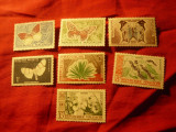 Serie mica Republica Malgasa 1960- Fluturi si Flora ,7 valori, Nestampilat