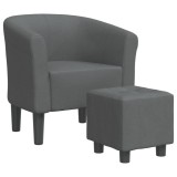 Fotoliu tip cuva cu taburet, gri inchis, material textil