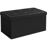 SONGMICS Taburet pliabil cu sezut moale, spatiu de depozitare 80litri, maxim 300kg, 76x38x38cm, negru Household NewTrend