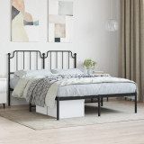 VidaXL Cadru de pat metalic cu tăblie, negru, 140x190 cm