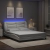 VidaXL Cadru de pat cu lumini LED, alb, 160x200 cm, piele ecologică 3213942