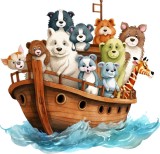 Cumpara ieftin Sticker decorativ Animale pe Barca, Maro, 62 cm, 8094ST-5, Oem