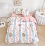 Cumpara ieftin Lenjerie De Pat Cunha Xc081, Bumbac, 4 Piese, Cu Elastic, Albastru, Roz