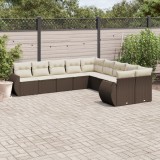 Gossi set canapele de gradina cu perne, 10 piese, maro, poliratan