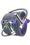 Cablu de &icirc;ncărcare multifuncțional 4 &icirc;n 1, cablu universal cu multiple porturi USB C/A/Lightning, cablu de &icirc;ncărcare rapidă USB C de 240W cu lumină co