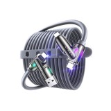 Cablu de &icirc;ncărcare multifuncțional 4 &icirc;n 1, cablu universal cu multiple porturi USB C/A/Lightning, cablu de &icirc;ncărcare rapidă USB C de 240W cu lumină co