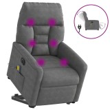 Cumpara ieftin Fotoliu masaj rabatabil electric cu ridicare, gri, microfibra