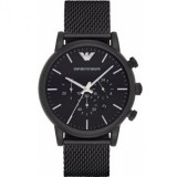 Emporio Armani AR1968 Ceas Bărbați Cronograf Brățară Mesh Neagră 46mm