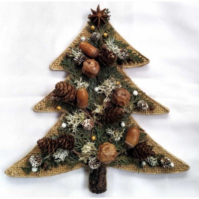 Magnet de frigider - Brad impodobit cu elemente naturale 27 cm foto