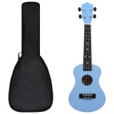 vidaXL Set ukulele Soprano pentru copii, cu husă, bleu, 23&quot;