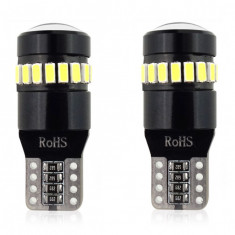 Bec de pozitie tip LED Canbus, T10 W2.1x9.5 W5W, 12V-24V, 18 SMD 3014 + 1SMD, culoare alb, AMIO, set 2 buc