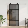 VidaXL Ușă glisantă cu set feronerie neagră 90x205cm sticlă securizată 3375896