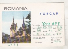 bnk cp Sinaia - Castelul Peles - carte postala QSL circulata